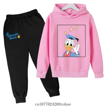 Disney Donald Duck Mickey Mouse Hoodies Bombaž Dolg Rokav Sopihanje Bombaž Otrok Jeseni Fantje in Dekleta Risanka Priložnostne Hooded