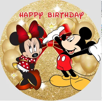 Disney Rdeče Mickey in Minnie Mouse Stranka Ozadju Decors Krog Ozadje po Meri Otrok Rojstni dan Dekoracijo Banner