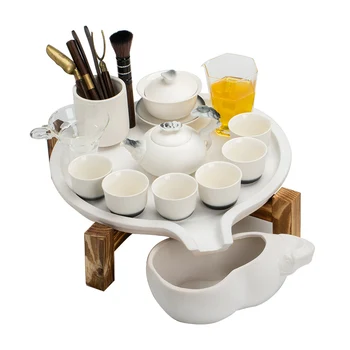 Doma bela keramika Kung Fu čaj, set keramičnih kamen, drobljenje čaja pladenj steklo čaj pokal