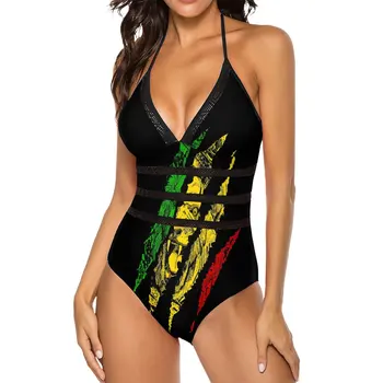 Enodelne Kopalke Bojevnik Lev Kralj Judom Rasta Reggae Jamajka Grafični Seksi Ženske Bikini Šala Vrh Kakovosti Kopalkah na Plaži