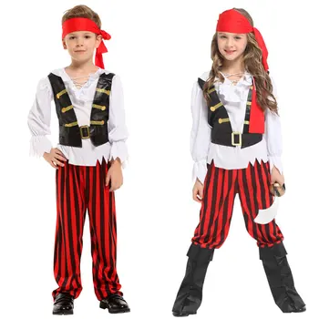Fantje Dekleta Pirati Kostum Corsair Buccaneer Cosplay za Otroka Otroci Purim Halloween Kostumi pustna Pirat Cosplay Oblačila