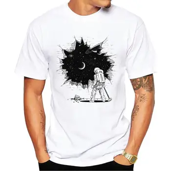 FPACE Kratkimi Rokavi Moški T-Shirt Hipster Astronavt Preboj Natisnjeni Tshirts Modni t srajce Kul Bistvenih Tee