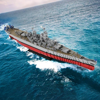Gobricks MOC Iowa-Razred Bojna ladja USS Missouri Gradnik Ameriki Mornarice ladje BB-63 Model Opeke za Otroke Rojstni dan Igrače