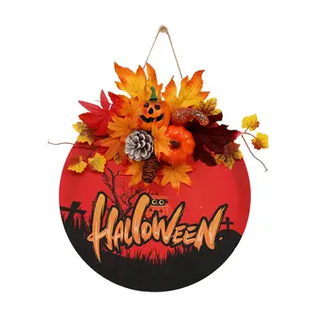 Halloween Vrata Znak /Dobrodošli Prijavite Okroglim lesenim Venci vhodna Vrata Znak za Jesen