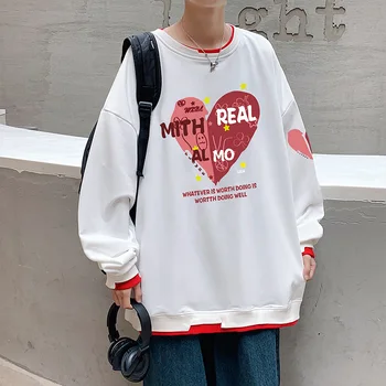 Harajuku Slog korejski Svoboden Kolaž Osebnega Natisne Majica Nekaj Modelov Krog Vratu Vrhovi Trendy Modni moška Oblačila