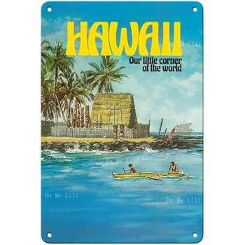 Havajih Mesto V Varni Hiši Honaunau Bay Potovanja Plakat Kovine Znaki Slikarstvo Plaketo Bar Kava Doma Stenski Dekor