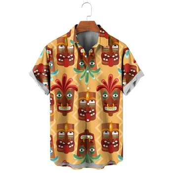 HX Moda za Moške Majice Havajih Smešno Masko Risanke 3D Tiskanih Športna Majica Kratek Rokav Plaži Majica Camisas Dropshipping