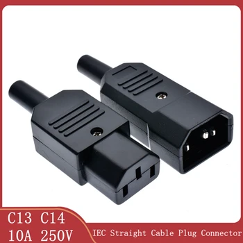 IEC Naravnost Kabel Priključite na Priključek C13 C14 10A 250V Black Ženski Moški Vtič Rewirable Napajalni Priključek 3 Pin AC Vtičnico
