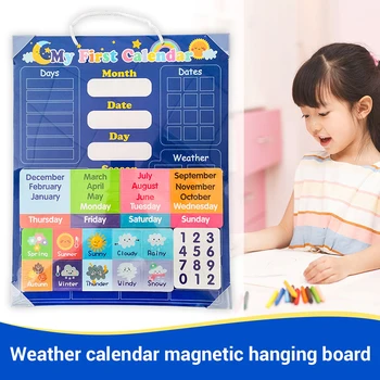 Izobraževalne Magnetni Odbor Montessori Calendarr Časa Mesec Datum Dan Sezone Vreme Učenje Grafikon Odbor za Fante, Dekleta Domov
