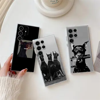 Jazavičar Doberman Black Dog Živali Primeru Telefon Za Samsung Galaxy S23 S24 Ultra S22 S20 Plus 5G S21 FE Jasno Primerih Kritje Fundas