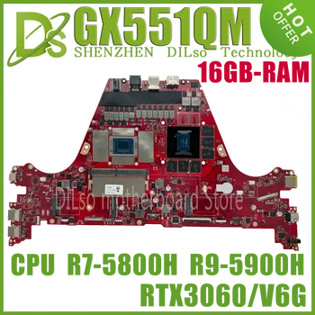KEFU GX551QS Prenosni računalnik z Matično ploščo Za ASUS GX551QR GX551QM Mainboard W/R7-5800H R9-5900H CPU RTX3060 RTX3070 RTX3080 GPU 16 GB-RAM