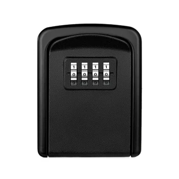 Key Lock Box 4-Mestno Kombinacijo Lock Box za Hišo Tipko Vremensko Skladiščenje Varnostni Ključ za Zaklepanje Polje Črna