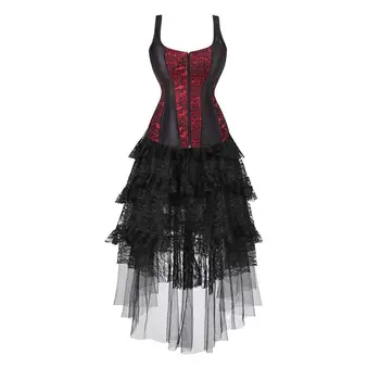 Korzet Obleko Plus Velikost Shapewear Bustier z Gothic Krilo Set za Udejstvovanje Halloween Kostum Clubwear Obleko Rave