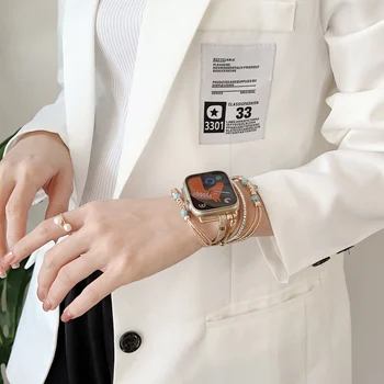 Kovinski Nakit Za Apple Watch Band 8 44 45 mm 49 mm, iz Nerjavnega Jekla Usnje Dekle Zapestnica Apple ura 7 6 5 SE Series 40 mm 41mm