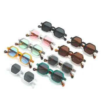 Kvadratni Poligon Kvadratnih sončna Očala Y2K UV400 Jasno Ocean Objektiv Kovice sončna Očala Parcelo Odtenkih za Ženske & Moški