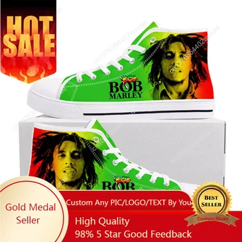 Legenda Bob Marley Reggae Rasta Visoko Top Visoke Kakovosti Copati Moški Ženske Najstnik Platno Zavezat Priložnostne Par Čevljev Po Meri Čevlji