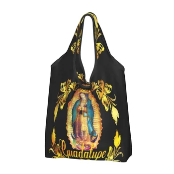 Lepe Naše Gospe Iz Guadalupe Devica Marija Nakupovanje Tote Vrečke, Prenosni Mehika Mehiški Virgen Maria Živil Varovanec Torba