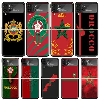 Maroko Zastavo Primeru Telefon za Samsung Galaxy Ž Flip5 5G medije flip4 Flip3 Black Težko Pokrov Z Flip 5 4 3 PC Lupini Zflip3 Coque