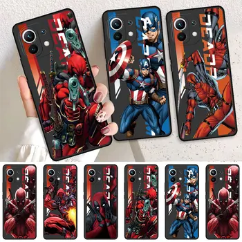 Marvel Steve Rogers Deadpool Črno Ohišje Za Xiaomi Mi 12 11 Lite 5G NE 10 Pro 9T A2Plus 11T 13Ultra 10S 10T Telefon Silikonski K40S