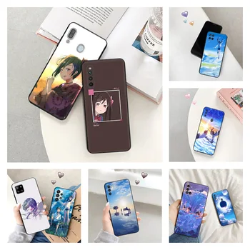 Mat Telefon Primeru Za Samsung A12 A11 A03 A04 A01 A02 A91 A70 A50 A40 A30 A20 E A10 S Vremenske Vplive Z Vami Anime Black Soft Cover