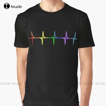 Mavrica Impulz Hearbeat Lgbt Graphic T-Shirt po Meri Aldult Teen Unisex Digitalni Tisk Tee Srajce Božično Darilo Xs-5Xl Tshirt