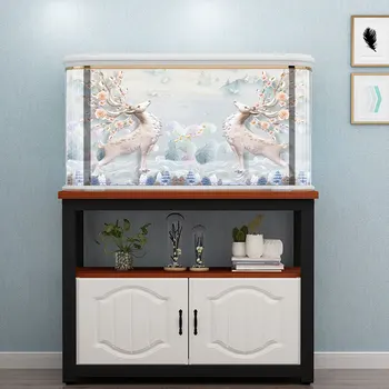 Milu Jelena Ozadju Nalepke Fish Tank Ustvarjalne Lepljenje Papirja Akvarij Dekoracijo Plakat Soba Dekor Ornament YGT010