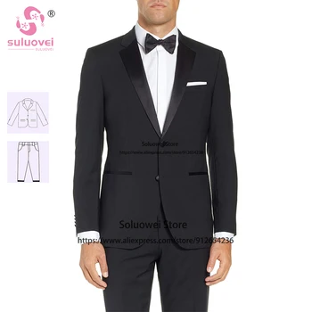 Moda Slim Primerna Oblačila Za Moške, Poročni 2 Kos Hlače Nabor Formalnih Groomsmen Večerjo Tuxedos Jopič Kostum Pour Homme Mariage