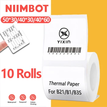 NiiMBOT 3/5/10 Zvitki Papirja Za B1 B21 Termalne Nalepke Bele Samolepilne Etikete Papirne Uradnem za Niimbot Mini Tiskalnik