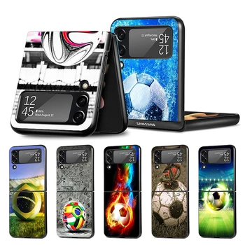 Nogomet Nogometno Žogo Design Primeru Telefon za Samsung Galaxy Ž medije flip4 Flip3 5G Black Coque Ž Flip 4 3 Trdi PC Luksuzni Kritje Zflip3 Fa