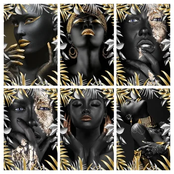 Nordijska Ameriški Stil Black Beauty Dnevna Soba Dekoracijo Bar Zidana Zlati Klobuk Prst Ženska Svetlobno Razkošje Visi Slikarstvo Jedro