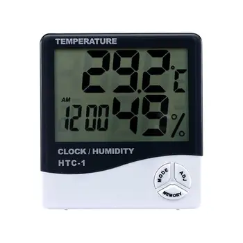 Notranji Prostor LCD Elektronski Temperatura Vlažnost Meter Digitalni Termometer, Higrometer Vremenske Postaje Budilka HTC-1