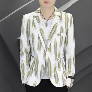 Nova Moda za Moške Business Casual Elegantna Barva Proge Poslovnih Vse, kar je Trend Slim Poroka Gospoda korejski Jopič