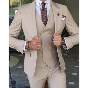 Nova Zasnova Klasičen Moški Kostum Obleko Homme Poslovnih Ženina Poročna Kajenje Terno Masculino Slim Najboljši Človek Jopičem Blazer+Telovnik+Hlače