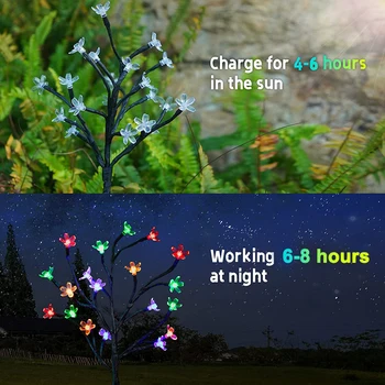 NOVA Zunanja Sončna češnjo Luči za Vrt Nepremočljiva Pravljice v Drevo Luči Koči za Vrt Krajine Travnik Dekor Razsvetljavo