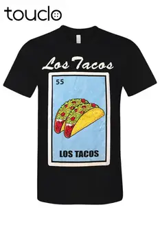 Novo Los Tacos Loteria Mehiški Bingo T-Shirt Novost Družine Smešno Črni Bombaž Tee Unisex S-5Xl Xs-5Xl Darilo po Meri