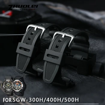 Novo Črno Silikonske Gume 25 * 18 mm moške watchband za AE1200wh / sgw-300h / 400 / aq-s810w