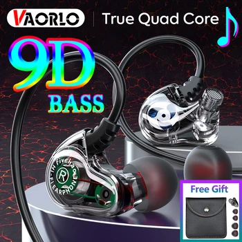 Original Quad-Core Slušalke 9D Surround Bas 3,5 MM in-Ear Slušalke Hrupa Preklic Čepkov Dvojno Dinamične Slušalke z HD Mic KZ