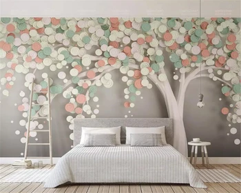 Ozadje po meri svile materiala, Moderne barve drevo zidana Dnevni prostor kavč, TV ozadju stene papirjev doma dekor