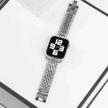Peneče Bling Kristalno iz Nerjavečega Jekla, Trak za Apple Watch Ultra Band 49 mm 42/38 mm Zapestnica IWatch Serije 8 7SE6 54 WatchBand