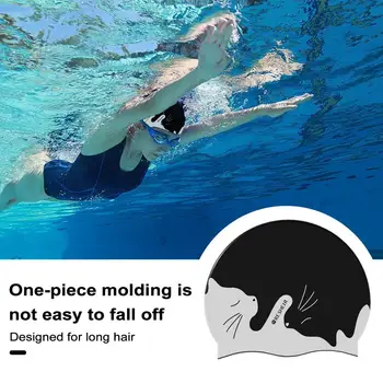 Plavanje Orodja Silikonska Vodotesna Plavanje Klobuk za Otroke, Risanka Vzorec Suhe Lase Plavati Kape z Ušesi Varstvo Unisex Plavanje