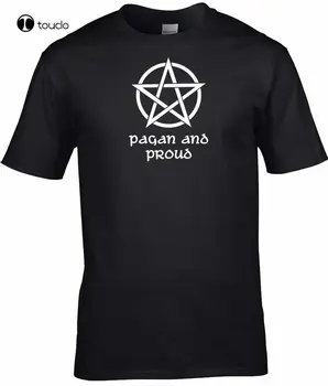 Poganski T Shirt Poganski In Ponosen, Z Belo Pentacle Mens Čarovnica Wicca Druid S-3Xl