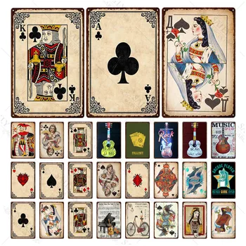 Poker Dekor Kovinski Tin Prijavite Vintage Stil Plaketo za notranjo Dekoracijo Človek Jama Dnevni Sobi Doma Stenski Dekor Kovinski Plakati