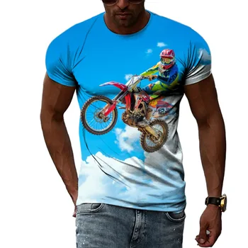 Poletje Fasion Kul Stil za motokros, grafični t srajce Za Moške Priložnostne 3D Tiskanje trendi izdelkov kratkimi rokavi