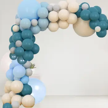 Prašnih Blue Balon Garland Kit,Šiferica Pesek Bele Pastelno Modra Boho Slog Balon Komplet Rojstni Dan Svate Dobave