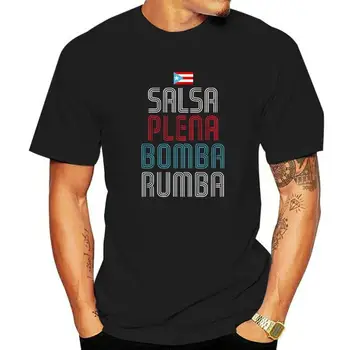 Puerto Rico Zastavo Glasbe Tee Salsa Plena Bomba Rumba T-Majica Bombaž, Natisnjene Na Vrhu Majica S Kratkimi Rokavi Za Prodajo Moških Top Majice Fitnes Tesen