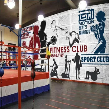 Retro Ročno poslikano Fitnes Dvorana Sivi Zid, v Ozadju Stene Papirja 3D Fitnes Klub, Fitnes Industrijske Dekor Zidana Ozadje 3D