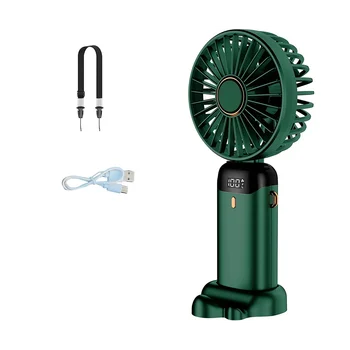 Ročni Ventilator, Mini Prenosni Osebni Ventilator USB za Polnjenje, Majhen Žep Ventilator s Traku in Base 5 Hitrostmi (Zelena)