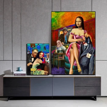Seksi Mona Lisa Platno Slikarstvo Moda Golih Punca Plakatov In Fotografij Smešno Van Gogh Stenskih slikah, za Spalnico Doma Stenski Dekor