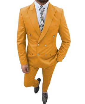 Slim Mens Obleke, 2 Kosa Dvojno Zapenjanje Tuxedos Za Poroko Groomsmen Tuxedos Moških Formalno Maturantski Stranke Urada (Suknjič+Hlače)