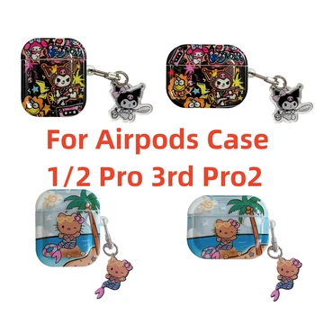 Slušalke Primeru za AirPods Pro 2rd Srčkan Risanka Kuromi Havajih Slog Hello Kitty Slušalke Primeru za AirPods 1 2 3 Zaščita Pokrova